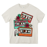 Cream cassette floral gemstone Heavy Core Tee - FaDigitalArtStudio