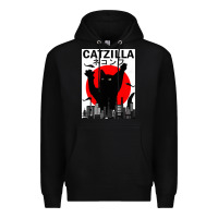 Black vintage catzilla japanese sunset style Premium Hoodie - artisFamous