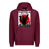 Burgundy vintage catzilla japanese sunset style Premium Hoodie - artisFamous