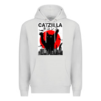 Dove Grey vintage catzilla japanese sunset style Premium Hoodie - artisFamous