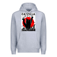 Heather Grey vintage catzilla japanese sunset style Premium Hoodie - artisFamous