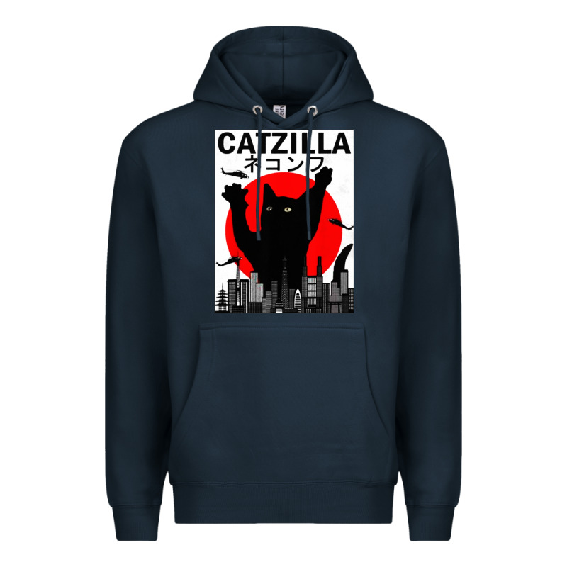 Vintage Catzilla Japanese Sunset Style Premium Hoodie by artisFamous | Teevron