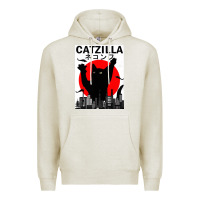 Oatmeal Heather vintage catzilla japanese sunset style Premium Hoodie - artisFamous