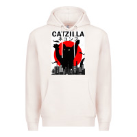 Pale Pink vintage catzilla japanese sunset style Premium Hoodie - artisFamous