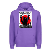 Purple vintage catzilla japanese sunset style Premium Hoodie - artisFamous