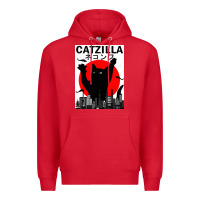 Red vintage catzilla japanese sunset style Premium Hoodie - artisFamous