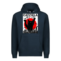 Navy vintage catzilla japanese sunset style Premium Hoodie - artisFamous