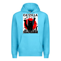 Ocean Blue vintage catzilla japanese sunset style Premium Hoodie - artisFamous