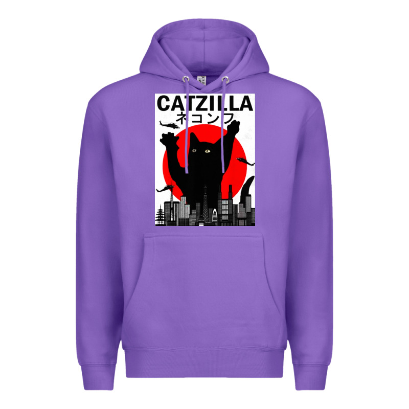 Vintage Catzilla Japanese Sunset Style Premium Hoodie by artisFamous | Teevron