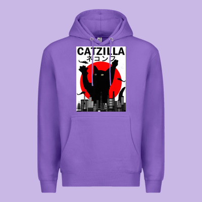 Vintage Catzilla Japanese Sunset Style Premium Hoodie Designed By Artisfamous