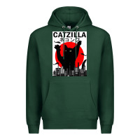 Sports Green vintage catzilla japanese sunset style Premium Hoodie - artisFamous
