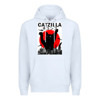 White vintage catzilla japanese sunset style Premium Hoodie - artisFamous