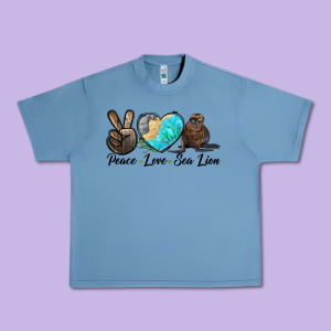 Peace Love Sea Lion Urban Heavy Tee Designed By Lillyallendesigns