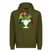 Army Green parrots drinking margarita hawaiian Premium Hoodie - artisFamous