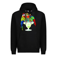 Black parrots drinking margarita hawaiian Premium Hoodie - artisFamous