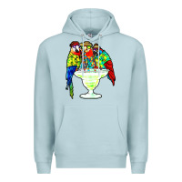Blue Mist parrots drinking margarita hawaiian Premium Hoodie - artisFamous