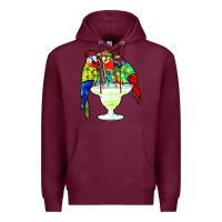 Burgundy parrots drinking margarita hawaiian Premium Hoodie - artisFamous