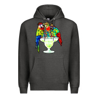 Charcoal Heather parrots drinking margarita hawaiian Premium Hoodie - artisFamous