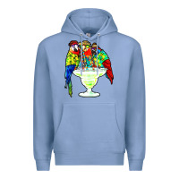 Colony Blue parrots drinking margarita hawaiian Premium Hoodie - artisFamous