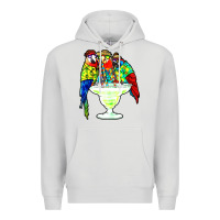Dove Grey parrots drinking margarita hawaiian Premium Hoodie - artisFamous