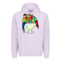 Lilac parrots drinking margarita hawaiian Premium Hoodie - artisFamous