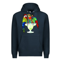 Navy parrots drinking margarita hawaiian Premium Hoodie - artisFamous