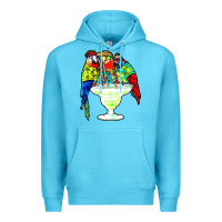 Ocean Blue parrots drinking margarita hawaiian Premium Hoodie - artisFamous