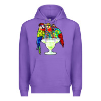 Purple parrots drinking margarita hawaiian Premium Hoodie - artisFamous