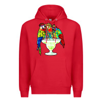 Red parrots drinking margarita hawaiian Premium Hoodie - artisFamous