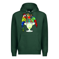 Sports Green parrots drinking margarita hawaiian Premium Hoodie - artisFamous