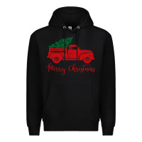 Black vintage red truck with christmas Premium Hoodie - artisFamous