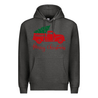 Charcoal Heather vintage red truck with christmas Premium Hoodie - artisFamous