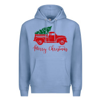 Colony Blue vintage red truck with christmas Premium Hoodie - artisFamous