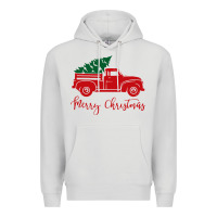 Dove Grey vintage red truck with christmas Premium Hoodie - artisFamous