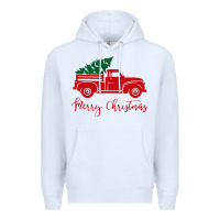 White vintage red truck with christmas Premium Hoodie - artisFamous