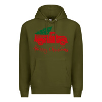 Army Green vintage red truck with christmas Premium Hoodie - artisFamous