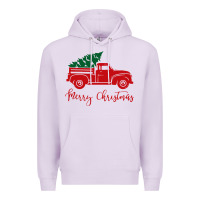 Lilac vintage red truck with christmas Premium Hoodie - artisFamous