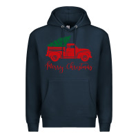 Navy vintage red truck with christmas Premium Hoodie - artisFamous