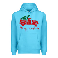 Ocean Blue vintage red truck with christmas Premium Hoodie - artisFamous
