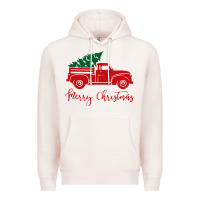 Pale Pink vintage red truck with christmas Premium Hoodie - artisFamous