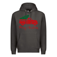 Smoke vintage red truck with christmas Premium Hoodie - artisFamous