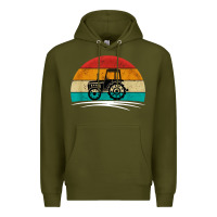 Army Green vintage tractor Premium Hoodie - artisFamous