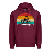 Burgundy vintage tractor Premium Hoodie - artisFamous