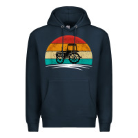 Navy vintage tractor Premium Hoodie - artisFamous