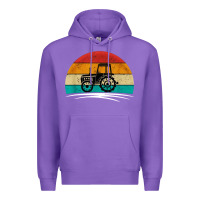 Purple vintage tractor Premium Hoodie - artisFamous