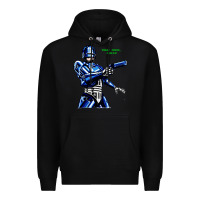 Black 8bit robocop Premium Hoodie - artisFamous