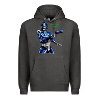 Charcoal Heather 8bit robocop Premium Hoodie - artisFamous