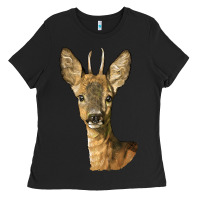Black Red brocket Deer Head Ladies Tee - LillyAllenDesigns