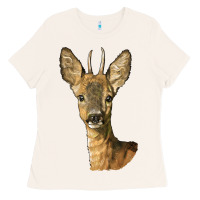 Bone Red brocket Deer Head Ladies Tee - LillyAllenDesigns