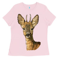 Bubblegum Pink Red brocket Deer Head Ladies Tee - LillyAllenDesigns
